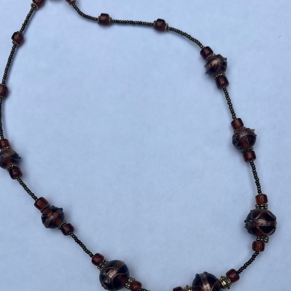 Elegant Brown wedding cake glass Beaded Necklace